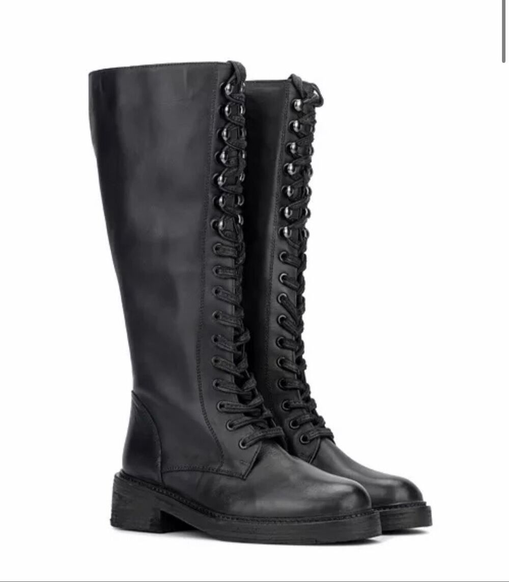 Vintage Foundry $250 Women's Leather Sadelle Tall Boots Black Size 7.5 NEW